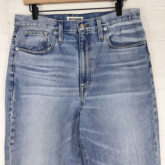 Rivet & Thread Madewell Jeans Women 31 High Rise Wide Leg Mason Light Wash Blue - Picture 3 of 16